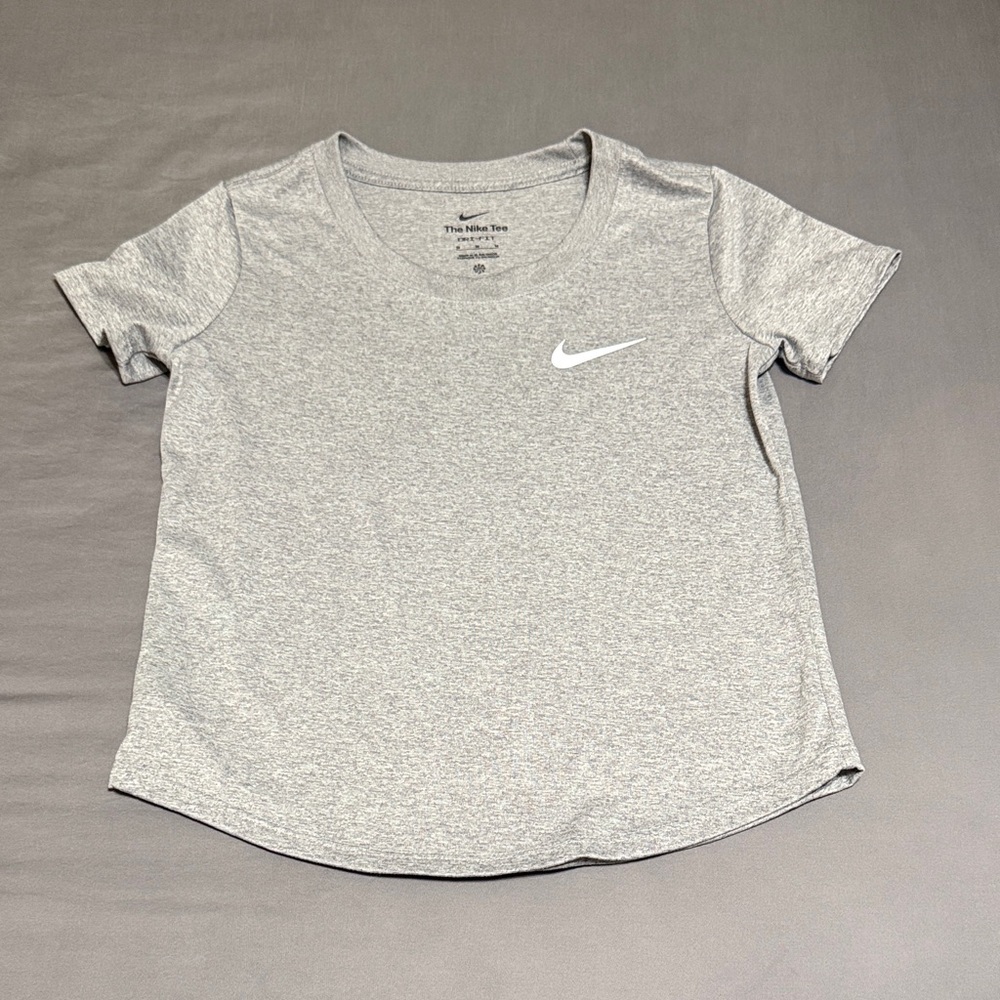 Nike Kids Heather Gray Short Sleeve Tee with White Swoosh